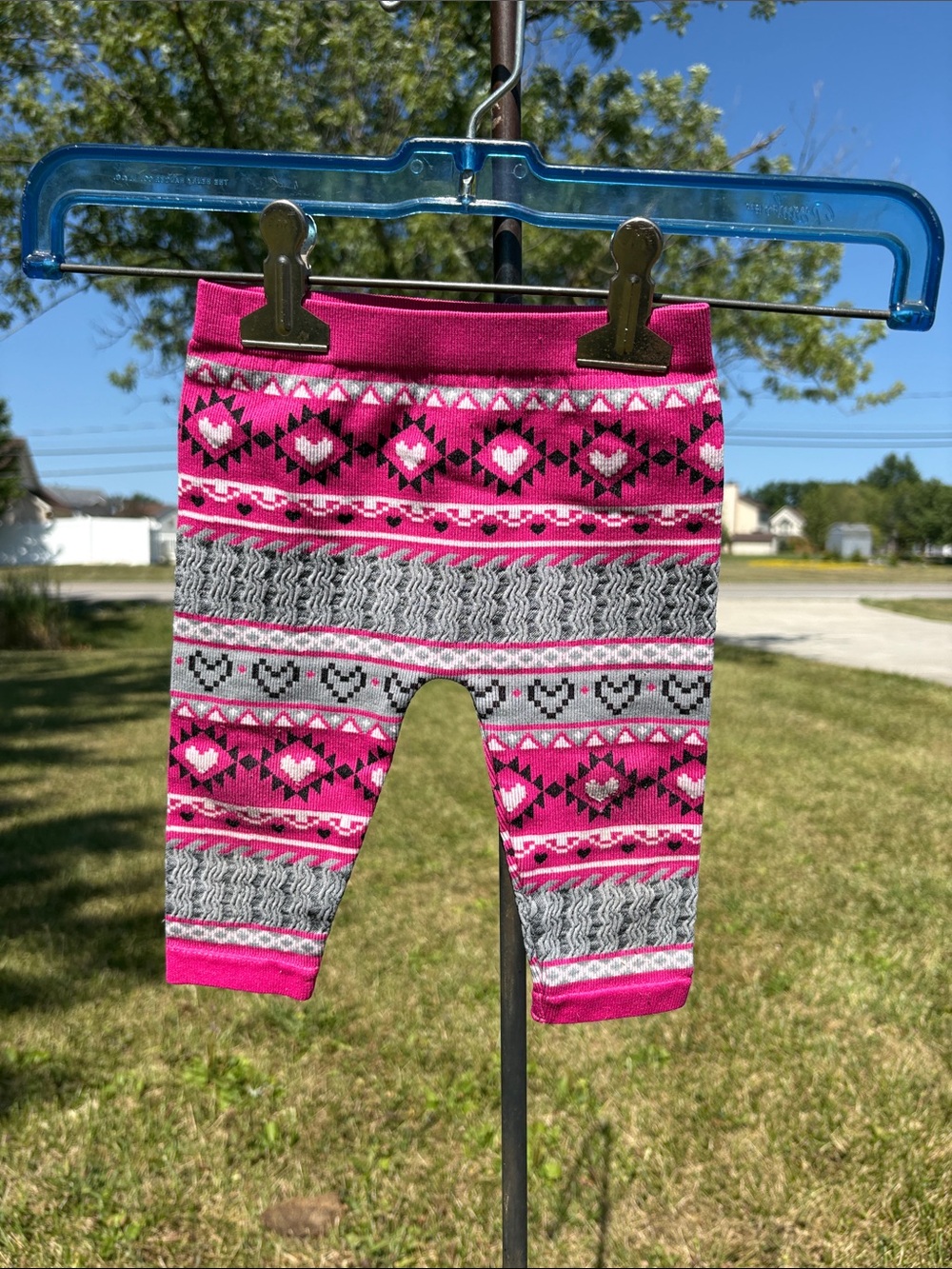 healthtex Pink and Gray Heart Knit Leggings